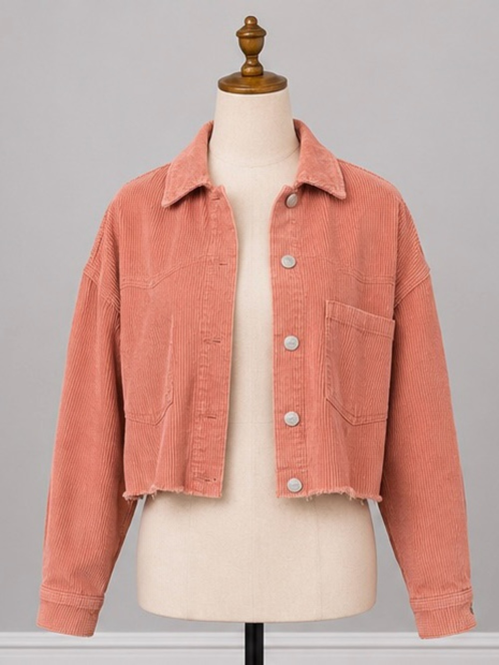 Forever 21 Cropped Corduroy Jacket - Dusty Coral